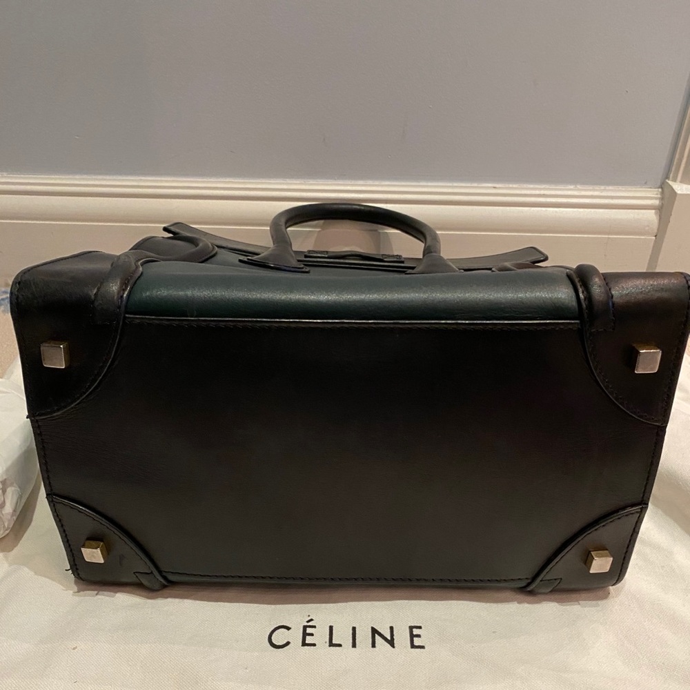 CELINE Mini Luggage Tote - Bicolor Black & Emerald Green Calfskin - Picture 9 of 9